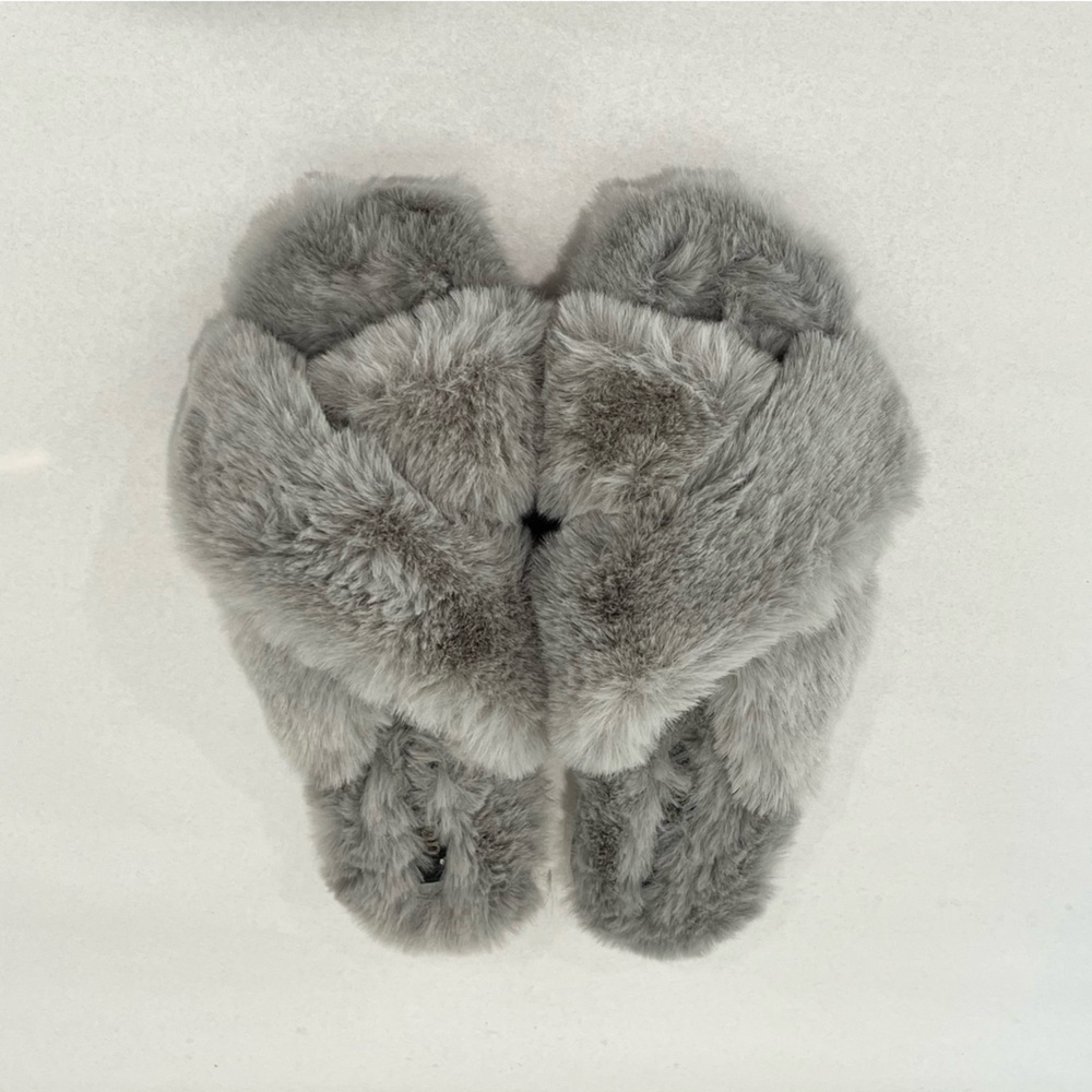 Dolce Vita Faux Fur Grey Pillar Criss Cross Sippers Women’s Size 9